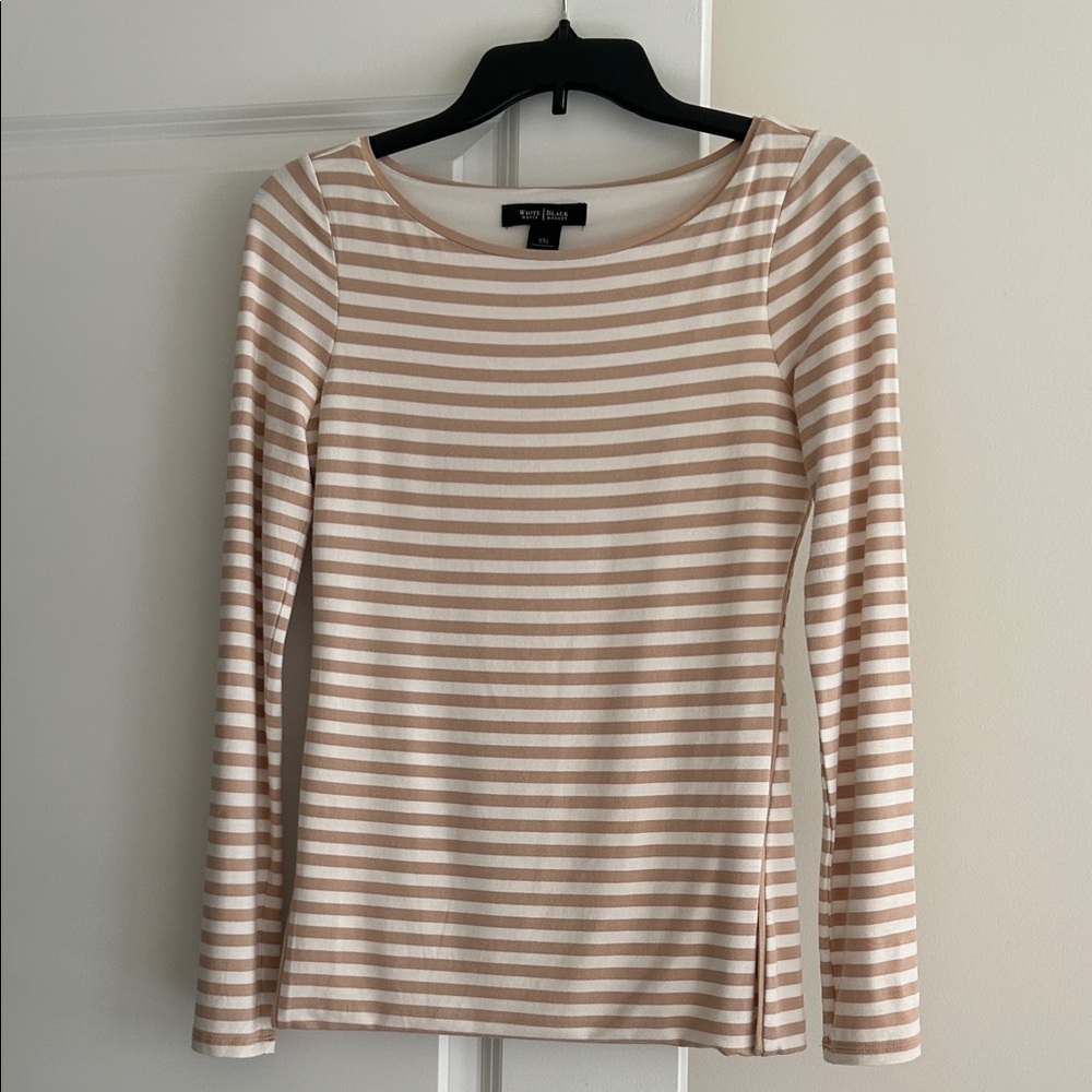 WHBM Long Sleeve Striped Top, Fully Lined. Size XXS